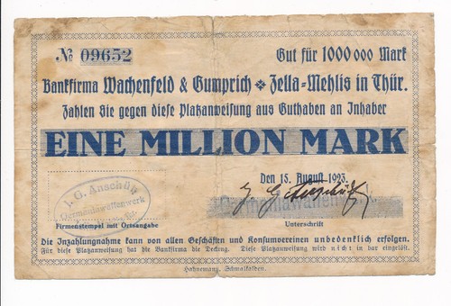 Zella mehlis million mark - zella, 1