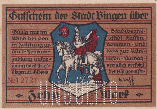 Bingen stadt 10 mark - bingen,